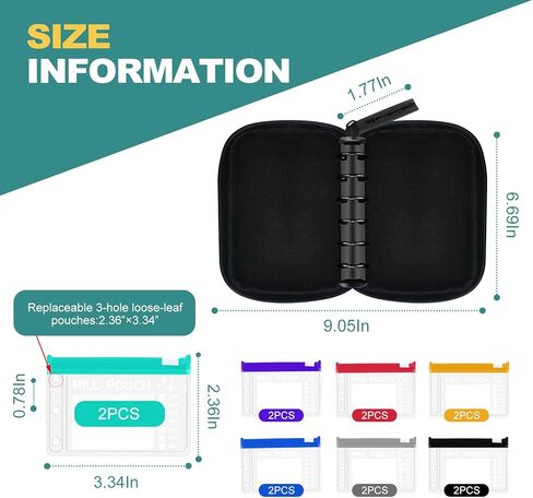 مجموعة منظم حبوب الدواء المقاومة للماء مقاس A8، منظم حبوب الدواء الكبير مرتين يوميًا لمدة سبعة أيام، تخزين حبوب الدواء مع 14 كيسًا مرمزًا بالألوان، منظم أدوية السفر القابل لإعادة الاستخدام in Kuwait