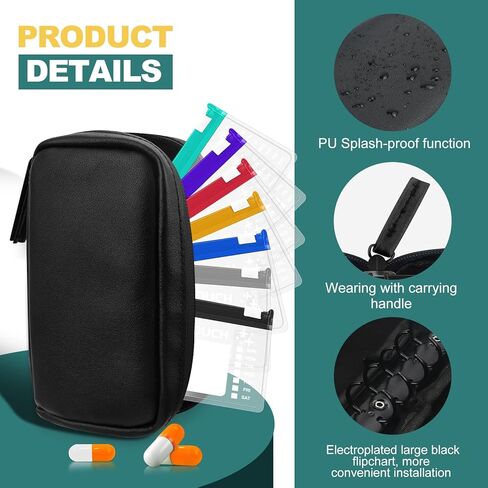 مجموعة منظم حبوب الدواء المقاومة للماء مقاس A8، منظم حبوب الدواء الكبير مرتين يوميًا لمدة سبعة أيام، تخزين حبوب الدواء مع 14 كيسًا مرمزًا بالألوان، منظم أدوية السفر القابل لإعادة الاستخدام in Kuwait