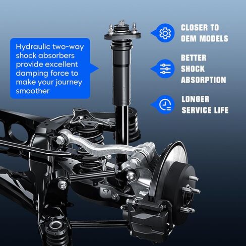 Rear Complete Strut Shock Absorber Fit for Toyota Sienna FWD 2004-2020, Pair of Hydraulic Strut Replace for 344308 in Kuwait