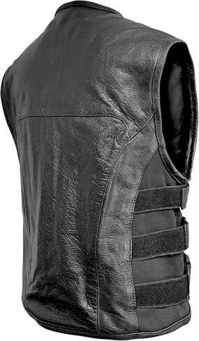 سترة دراجة نارية من الجلد الأسود للرجال من Xelement B95085 - حزام متطور ثلاثي الجوانب قابل للتعديل in Kuwait