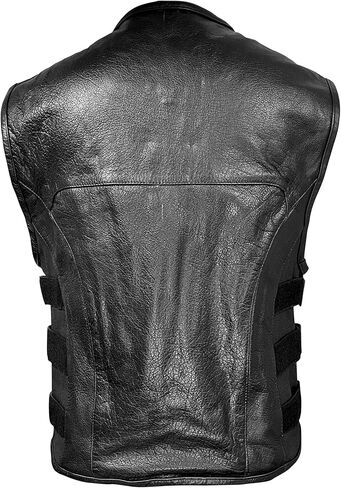 سترة دراجة نارية من الجلد الأسود للرجال من Xelement B95085 - حزام متطور ثلاثي الجوانب قابل للتعديل in Kuwait