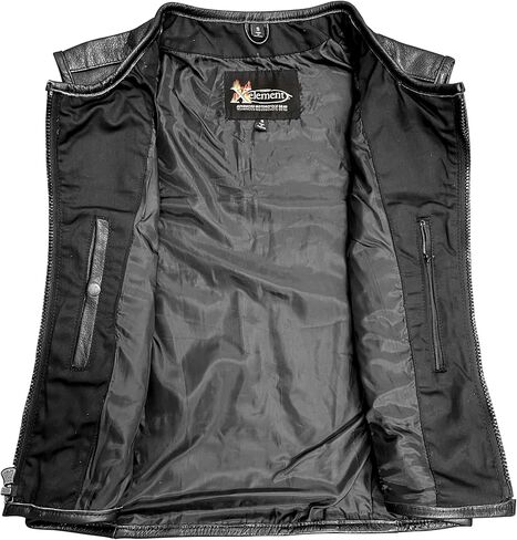 سترة دراجة نارية من الجلد الأسود للرجال من Xelement B95085 - حزام متطور ثلاثي الجوانب قابل للتعديل in Kuwait