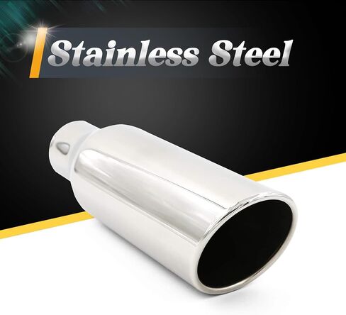 2.5 Inch Inlet Black Exhaust Tip, 2.5" Inlet 4" Outlet 12" Long Powder Coated Finish Stainless Steel Rolled Edge, Bolt On in Saudi Arabia