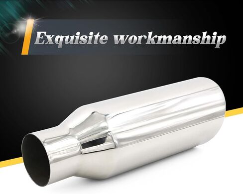 2.5 Inch Inlet Black Exhaust Tip, 2.5" Inlet 4" Outlet 12" Long Powder Coated Finish Stainless Steel Rolled Edge, Bolt On in Saudi Arabia