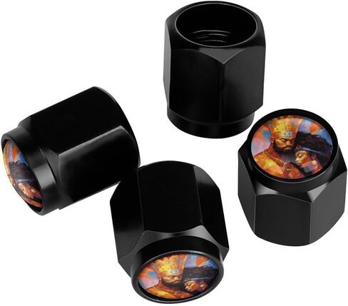 Mushroom Magic Leaf Tire Valve Stem Caps, Aluminum Black Stem Tire Valve Caps Universal Stem Covers for Cars, SUVs, Trucks, Bikes, Motorcycles, Bicycles (4 Pack) in Kuwait