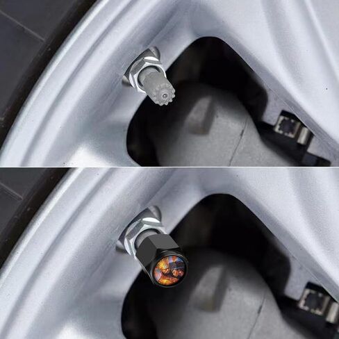 Mushroom Magic Leaf Tire Valve Stem Caps, Aluminum Black Stem Tire Valve Caps Universal Stem Covers for Cars, SUVs, Trucks, Bikes, Motorcycles, Bicycles (4 Pack) in Kuwait