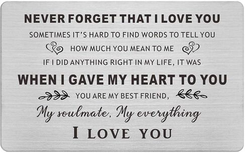 Resdink I Love You Gifts for Him, Anniversary Card, Engraved Wallet Insert, 3.35 x 2.13 x 0.03 in in Kuwait