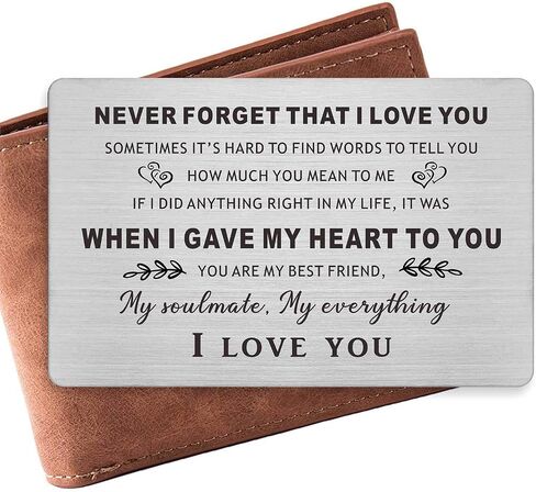 Resdink I Love You Gifts for Him, Anniversary Card, Engraved Wallet Insert, 3.35 x 2.13 x 0.03 in in Kuwait