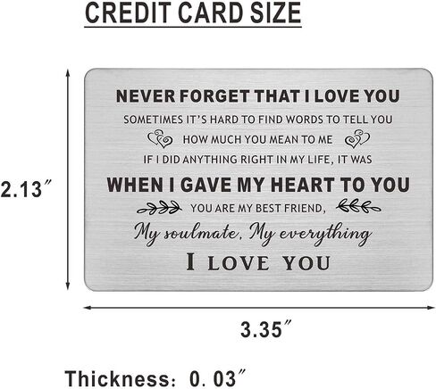 Resdink I Love You Gifts for Him, Anniversary Card, Engraved Wallet Insert, 3.35 x 2.13 x 0.03 in in Kuwait