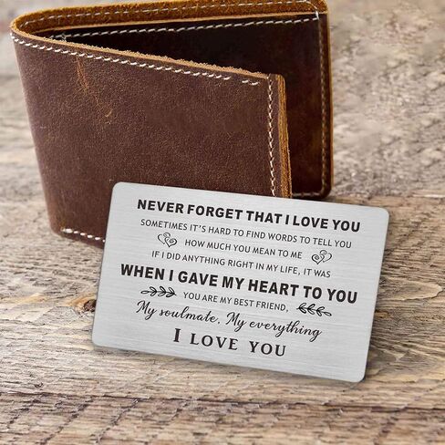 Resdink I Love You Gifts for Him, Anniversary Card, Engraved Wallet Insert, 3.35 x 2.13 x 0.03 in in Kuwait