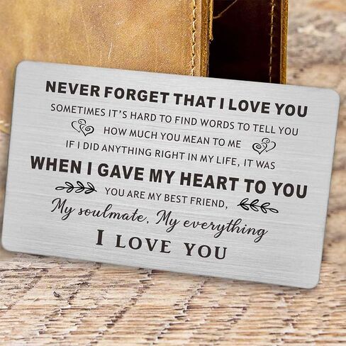 Resdink I Love You Gifts for Him, Anniversary Card, Engraved Wallet Insert, 3.35 x 2.13 x 0.03 in in Kuwait