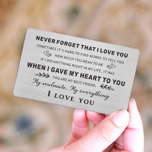 Resdink I Love You Gifts for Him, Anniversary Card, Engraved Wallet Insert, 3.35 x 2.13 x 0.03 in in Kuwait