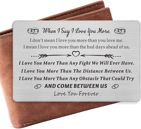 Resdink I Love You Gifts for Him, Anniversary Card, Engraved Wallet Insert, 3.35 x 2.13 x 0.03 in in Kuwait