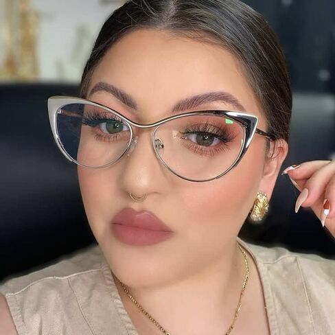 bullabulling 2Pack Cat Eye Reading Glasses For Women Metal Frame Blue Light Blocking Computer Readers in Kuwait