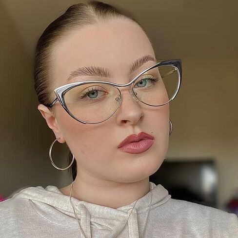 bullabulling 2Pack Cat Eye Reading Glasses For Women Metal Frame Blue Light Blocking Computer Readers in Kuwait