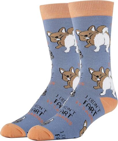 ooohyeah Men's Novelty Funny Crew Socks, Fun Animal Crazy Dress Socks Gifts for Dog Lover, Fits Men's Shoe Size 8-13 in Saudi Arabia