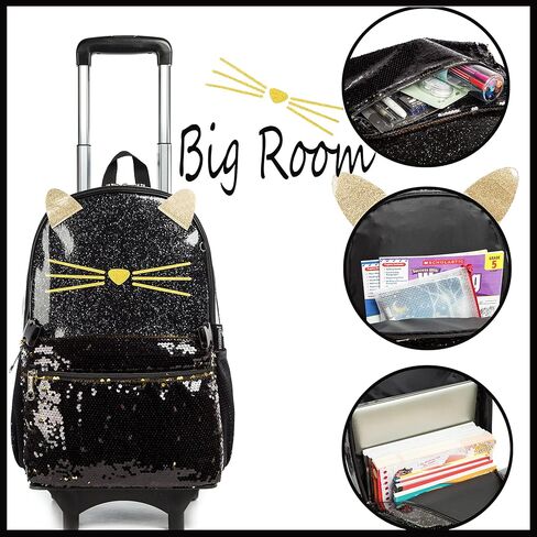 Backpack for Girls with Wheels,3 In 1 Rolling School Backpack for Girls with Lunch Box and Pencil Bag Kid Wheeled Backpack in Kuwait