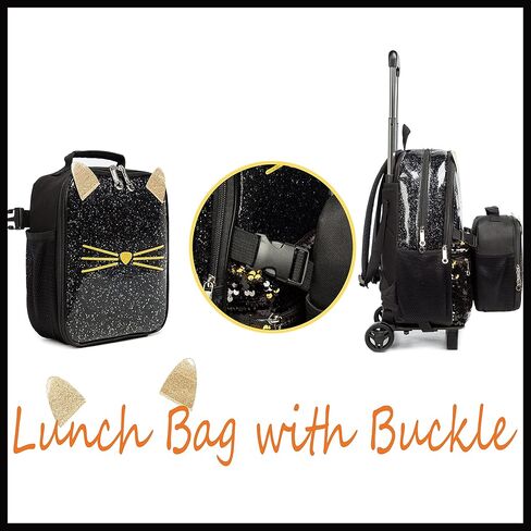 Backpack for Girls with Wheels,3 In 1 Rolling School Backpack for Girls with Lunch Box and Pencil Bag Kid Wheeled Backpack in Kuwait