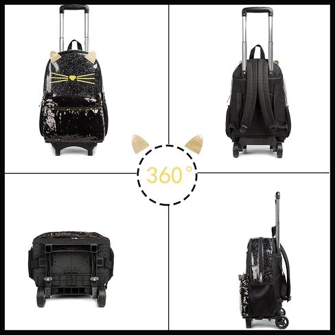 Backpack for Girls with Wheels,3 In 1 Rolling School Backpack for Girls with Lunch Box and Pencil Bag Kid Wheeled Backpack in Kuwait