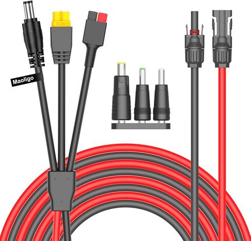 10FT 6 in 1 Solar to XT60 Anderson DC7909 DC6530 DC5525 DC5521 Extension Charge Cable 12AWG Solar Connector Adapter Kit (10FT) in Saudi Arabia