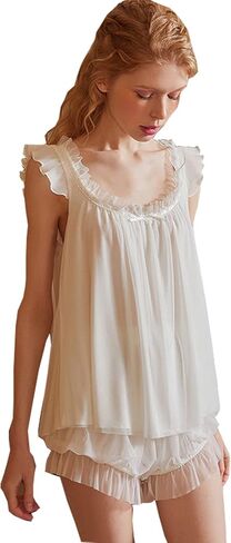 Women's Vintage 2 Pcs Sleepwear Bridal Pajamas Sets Victorian Nightwear Princess Chemises Nighties in Kuwait