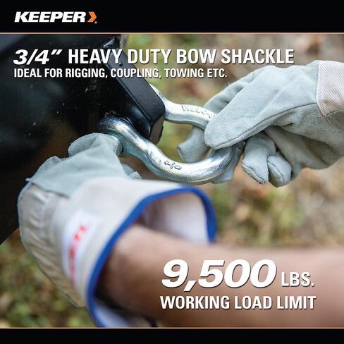 مجموعة أدوات Keeper Heavy Duty Recovery Combo للسحب واستعادة المركبات على الطرق الوعرة - تتضمن حزام استرداد مقاس 3 × 30 بوصة (قوة كسر 30000 رطل) + قطعتين من الأغلال المقوسة المطلية بالزنك مقاس ¾ بوصة مع حقيبة تخزين in Kuwait