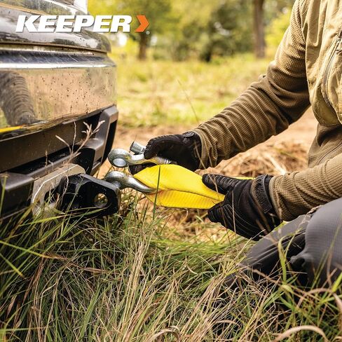 مجموعة أدوات Keeper Heavy Duty Recovery Combo للسحب واستعادة المركبات على الطرق الوعرة - تتضمن حزام استرداد مقاس 3 × 30 بوصة (قوة كسر 30000 رطل) + قطعتين من الأغلال المقوسة المطلية بالزنك مقاس ¾ بوصة مع حقيبة تخزين in Kuwait