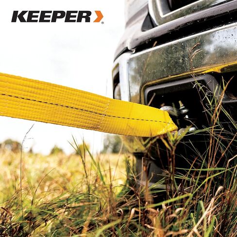 مجموعة أدوات Keeper Heavy Duty Recovery Combo للسحب واستعادة المركبات على الطرق الوعرة - تتضمن حزام استرداد مقاس 3 × 30 بوصة (قوة كسر 30000 رطل) + قطعتين من الأغلال المقوسة المطلية بالزنك مقاس ¾ بوصة مع حقيبة تخزين in Kuwait