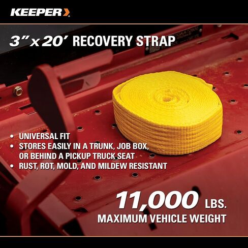 مجموعة أدوات Keeper Heavy Duty Recovery Combo للسحب واستعادة المركبات على الطرق الوعرة - تتضمن حزام استرداد مقاس 3 × 30 بوصة (قوة كسر 30000 رطل) + قطعتين من الأغلال المقوسة المطلية بالزنك مقاس ¾ بوصة مع حقيبة تخزين in Kuwait