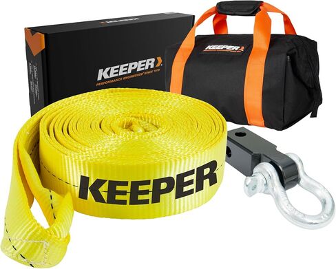 Keeper Recovery Combo Kit for Towing and Off-Road Vehicle Recovery- Includes 3" x 20’ Recovery Strap (30,000lb Break Strength), 2" Receiver Hitch Mount & 3/4" Bow Shackle (9,500lbs WLL) + Storage Bag in Saudi Arabia