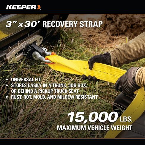 Keeper Recovery Combo Kit for Towing and Off-Road Vehicle Recovery- Includes 3" x 20’ Recovery Strap (30,000lb Break Strength), 2" Receiver Hitch Mount & 3/4" Bow Shackle (9,500lbs WLL) + Storage Bag in Saudi Arabia