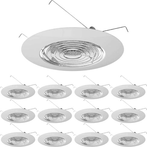 Four-Bros Lighting FLP 6" Inch Fresnel Glass Lens with White Plastic Trim-60 Watt Max. -for Wet Locations-Shower Can Light Trim-Ul Listed in Saudi Arabia