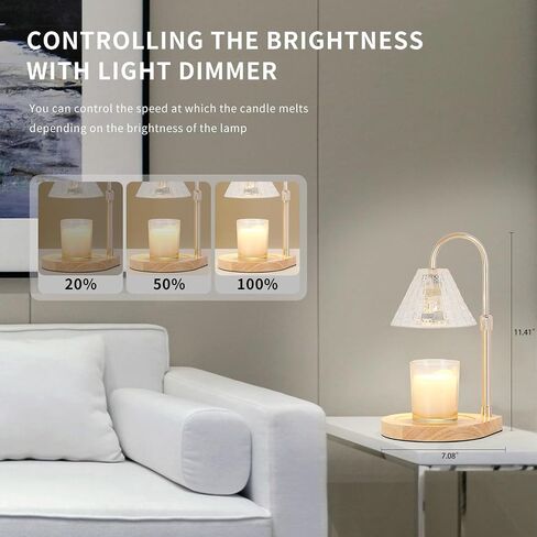 Candle Warmer Lamp with Dimmable - Candle Wax Warmer Lamp with 2 Bulbs,Height Adjustable Candle Melting Light Compatible Large & Small Size Jar Candles for Home Decor Gift in Saudi Arabia