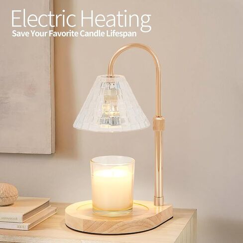 Candle Warmer Lamp with Dimmable - Candle Wax Warmer Lamp with 2 Bulbs,Height Adjustable Candle Melting Light Compatible Large & Small Size Jar Candles for Home Decor Gift in Saudi Arabia