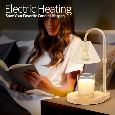 Candle Warmer Lamp with Dimmable - Candle Wax Warmer Lamp with 2 Bulbs,Height Adjustable Candle Melting Light Compatible Large & Small Size Jar Candles for Home Decor Gift in Saudi Arabia