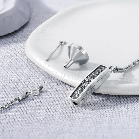 Urn Bracelet for Ashes 925 Sterling Silver Vintage Filigree Cremation Bracelet for Ashes Flower Memorial Bangle Bracelet Keepsake Jewelry for Women Men in Kuwait