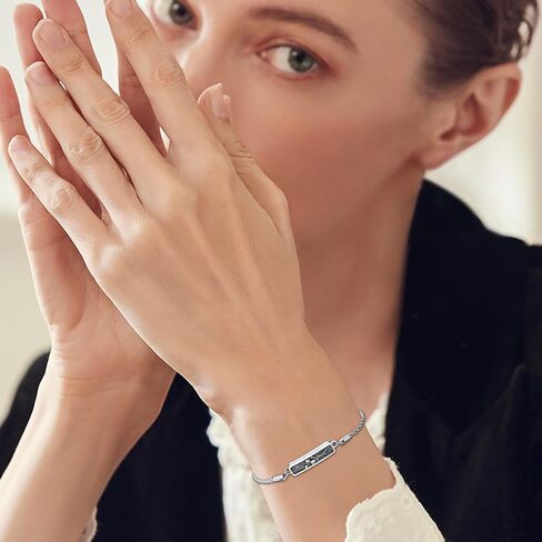 Urn Bracelet for Ashes 925 Sterling Silver Vintage Filigree Cremation Bracelet for Ashes Flower Memorial Bangle Bracelet Keepsake Jewelry for Women Men in Kuwait