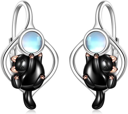 Panda Earrings 925 Sterling Silver Moonstone Cute Animal Hoop Earrings Teardrop Jewelry Gifts For Women Girls in Saudi Arabia