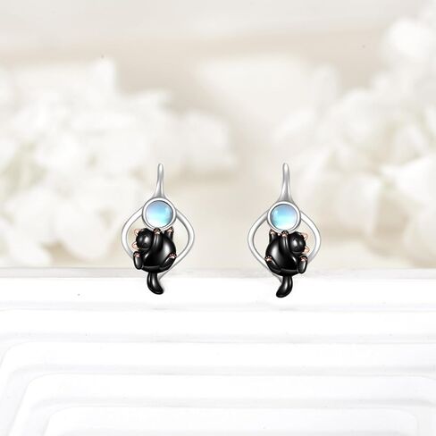 Panda Earrings 925 Sterling Silver Moonstone Cute Animal Hoop Earrings Teardrop Jewelry Gifts For Women Girls in Saudi Arabia