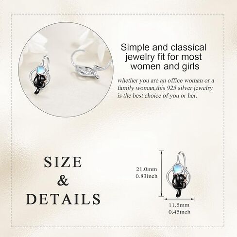 Panda Earrings 925 Sterling Silver Moonstone Cute Animal Hoop Earrings Teardrop Jewelry Gifts For Women Girls in Saudi Arabia