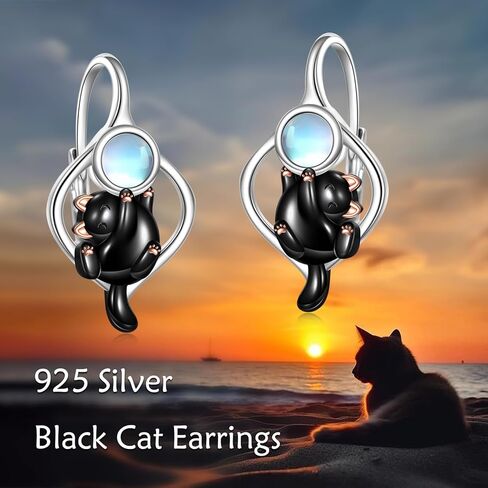 Panda Earrings 925 Sterling Silver Moonstone Cute Animal Hoop Earrings Teardrop Jewelry Gifts For Women Girls in Saudi Arabia