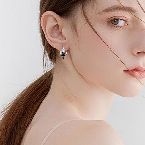 Panda Earrings 925 Sterling Silver Moonstone Cute Animal Hoop Earrings Teardrop Jewelry Gifts For Women Girls in Saudi Arabia
