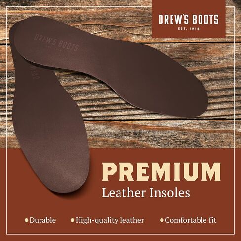 Drew’s Boots Leather Boot Insoles for Men and Women - Shoe Inserts for All-Day Comfort Fit with Moisture and Odor Control - Thick Insoles for Work Boots, Shoes, Sneakers, and Any Footwear in Saudi Arabia
