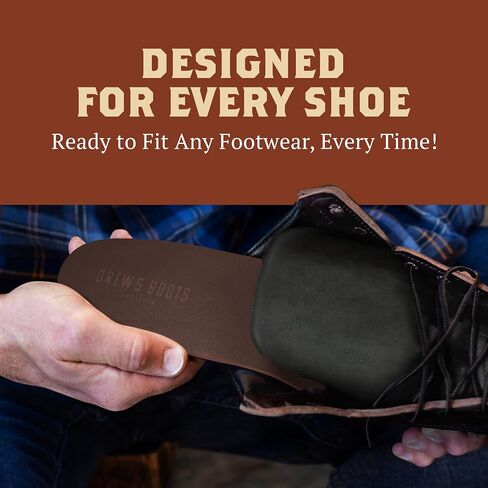 Drew’s Boots Leather Boot Insoles for Men and Women - Shoe Inserts for All-Day Comfort Fit with Moisture and Odor Control - Thick Insoles for Work Boots, Shoes, Sneakers, and Any Footwear in Saudi Arabia