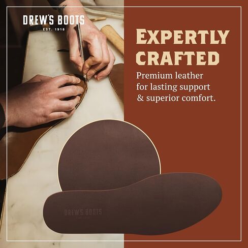Drew’s Boots Leather Boot Insoles for Men and Women - Shoe Inserts for All-Day Comfort Fit with Moisture and Odor Control - Thick Insoles for Work Boots, Shoes, Sneakers, and Any Footwear in Saudi Arabia