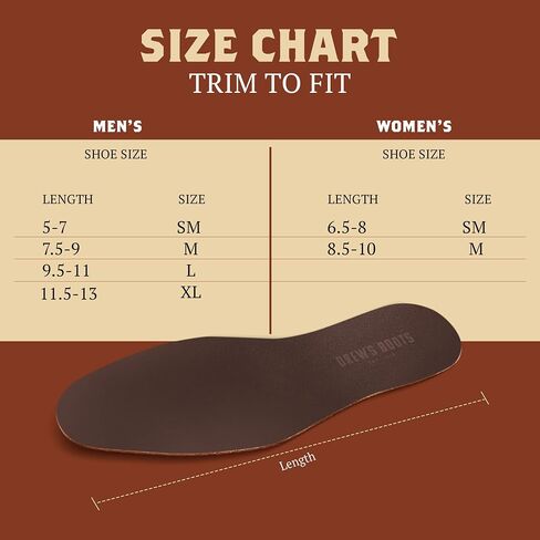 Drew’s Boots Leather Boot Insoles for Men and Women - Shoe Inserts for All-Day Comfort Fit with Moisture and Odor Control - Thick Insoles for Work Boots, Shoes, Sneakers, and Any Footwear in Saudi Arabia