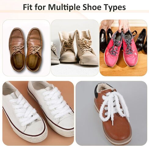2 Pairs Fuzzy Flat Shoe Laces Soft White Plush Thick Shoelaces Replacement Fluffy Shoe Strings 0.39 Inch Wide Elastic Shoestrings Laces for Sneakers Casual Shoes Boot Women Men in Saudi Arabia