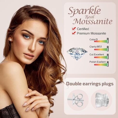 1-4ct Moissanite Stud Earrings for Women - Halo Round 925 Sterling Silver D Color Ideal Cut Earrings with Certificate of Authenticity in Kuwait