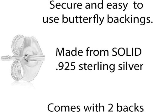 925 Sterling Silver Small Lightning Bolt CZ Stud Earrings, Butterfly Push-backings in Kuwait