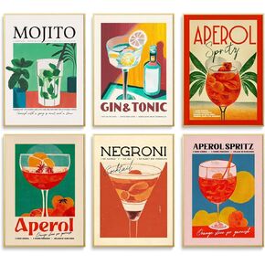 Fetyiu Funny kitchen Canvas Wall Art Weird Food Poster Prints Set of 6 Eclectic Retro Trendy Aesthetic Painting Cute Green Pictures Artwork Wall Decor for Dining Room Gallery Kids Room 8x10in Unframed